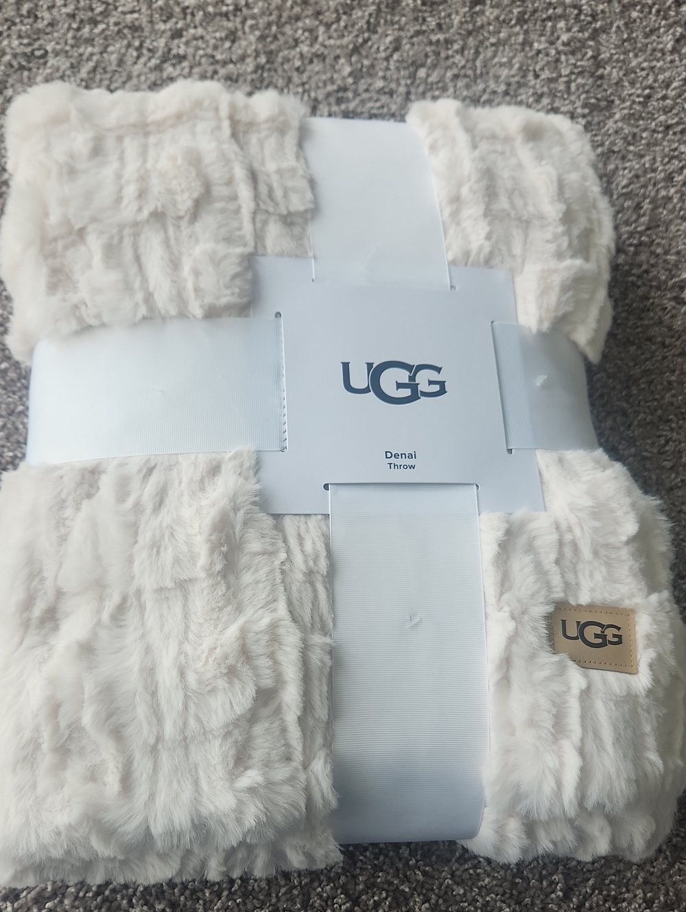 UGG Denai Throw Faux Fur Cream Cozy Blanket